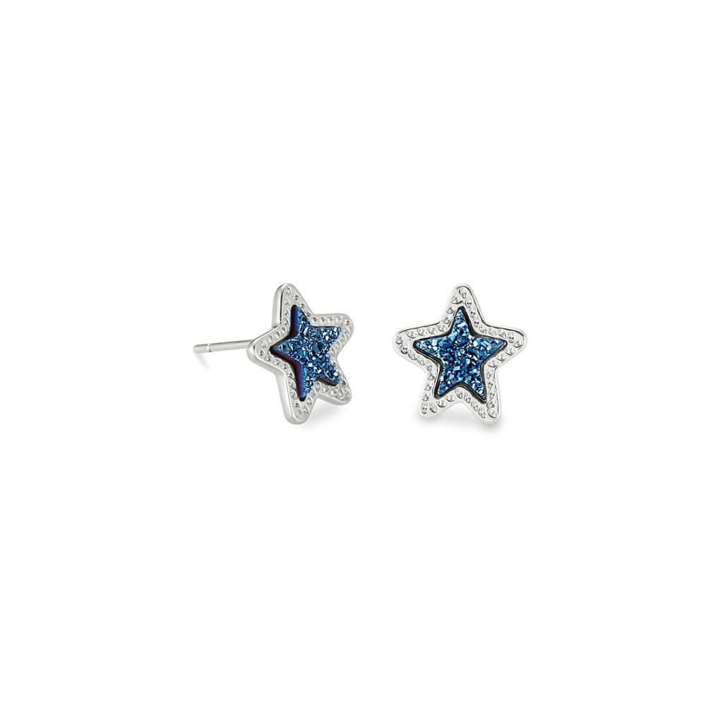 Kendra Scott Jae Star Rhod Blue Earrings in Silver